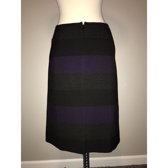Tahari Arthur S. Levine Black, Dark Gray & Purple Color Block Skirt, Size 14 NWT - Picture 2 of 7
